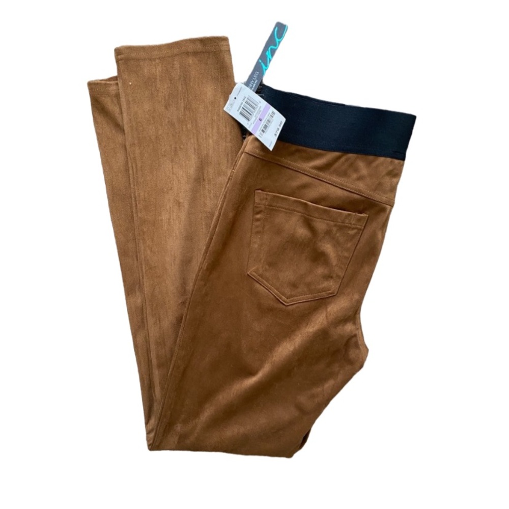 INC skinny leg regular fit bronzed camel suede tan pants BNWT